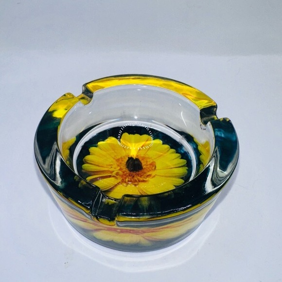 RARE Vintage Small Mid-Century Modern MCM Glass Ashtray 3 Slot - Picture 1 of 6